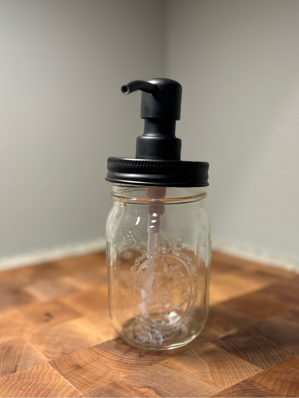 Glass Mason Jar Soap Dispenser Black Pump Farmhouse Kitchen Bath